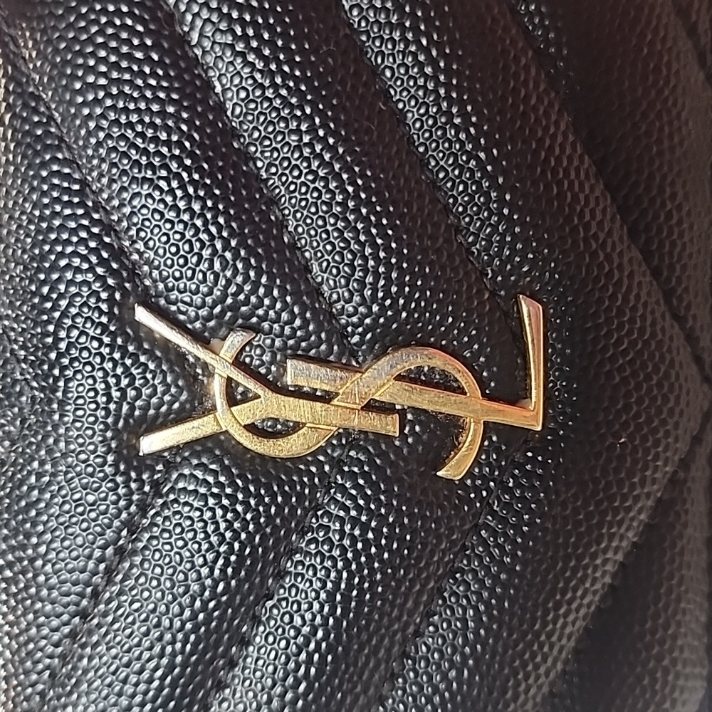 YSL Black Leather Caviar compact Wallet - Picture 6 of 15